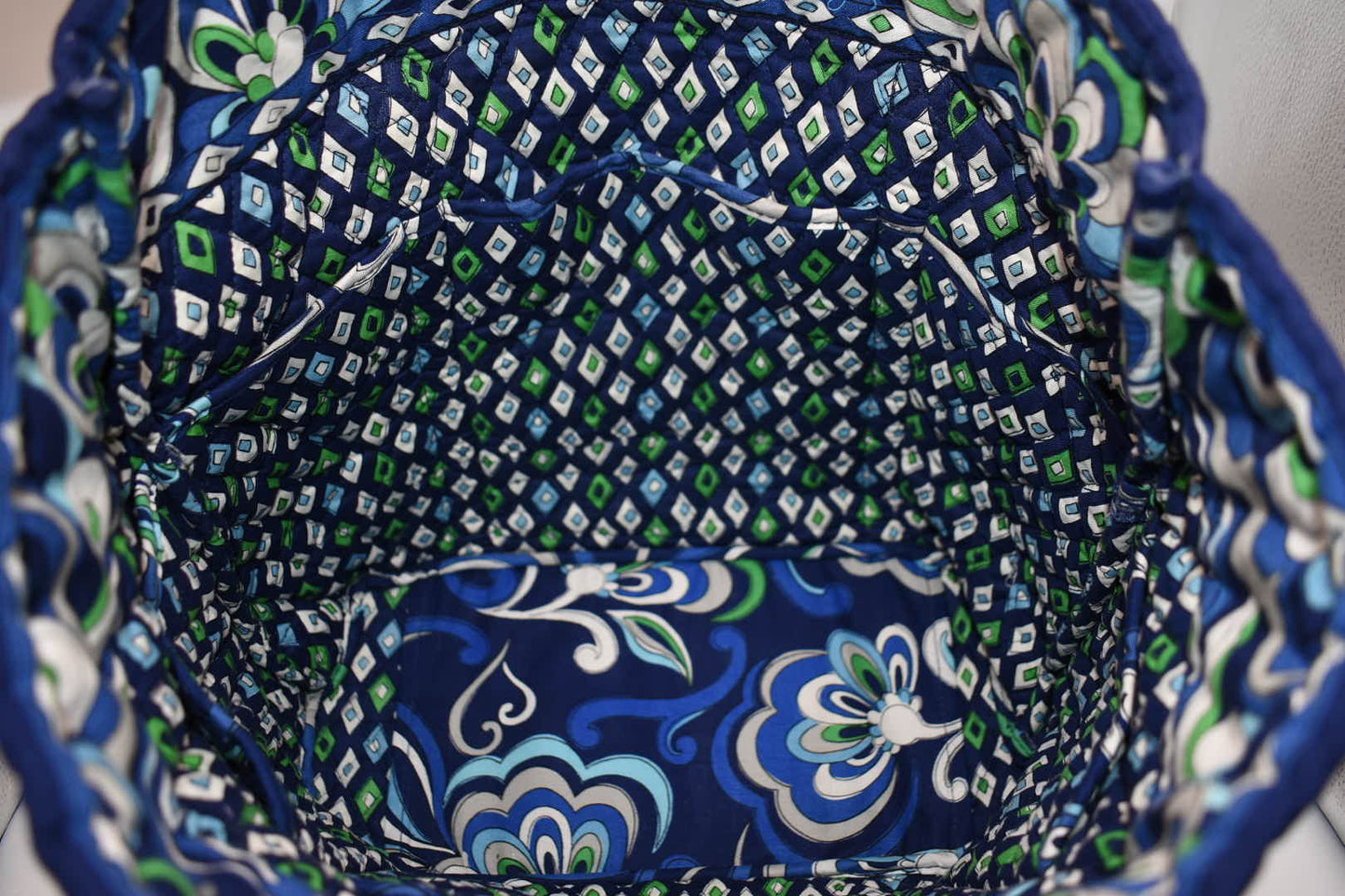 Vera Bradley Large Vera Tote Bag in "Mediterranean Blue" Pattern