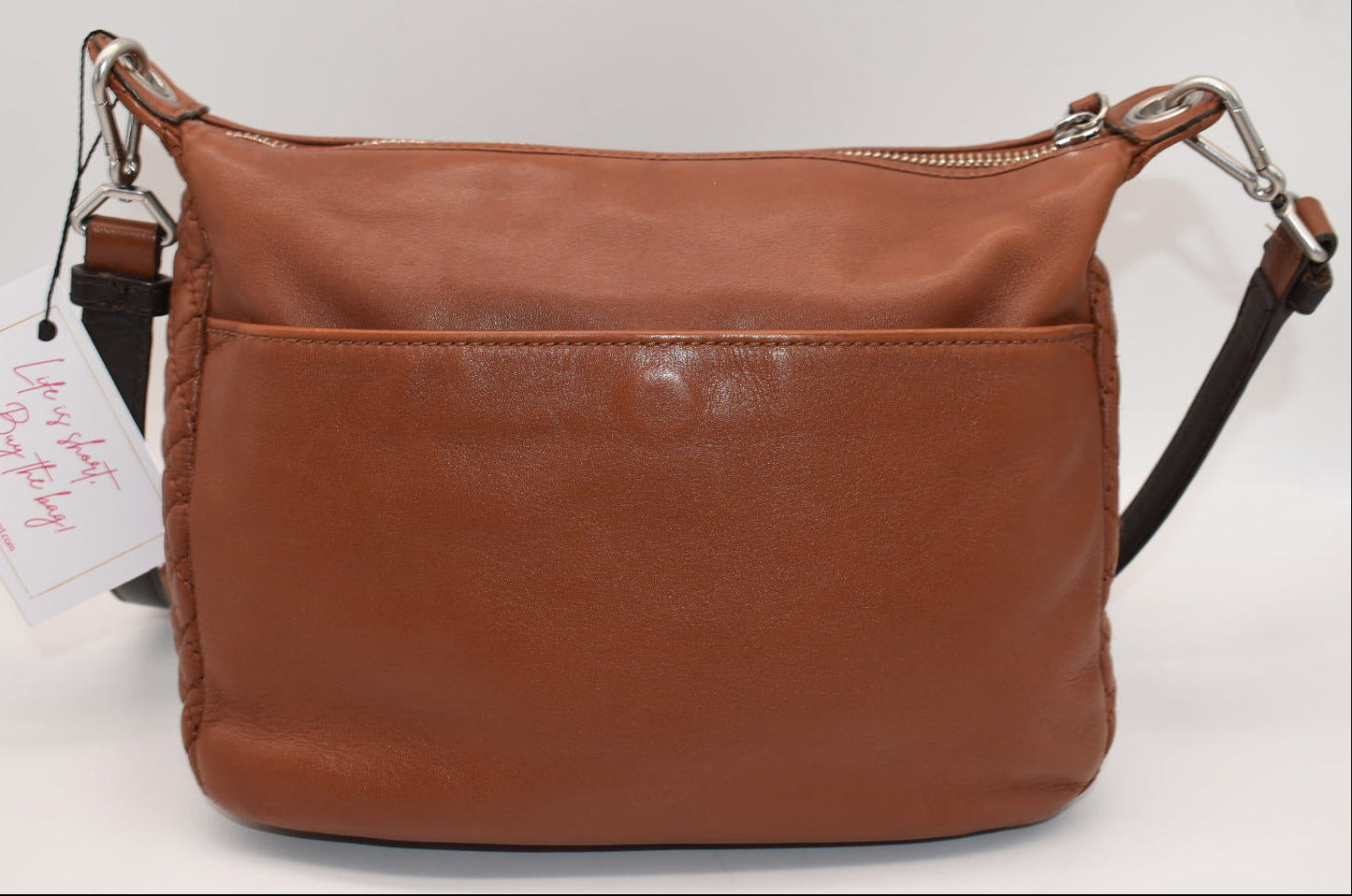 Vera Bradley Carson Leather Crossbody Shoulder Bag in Cognac Brown