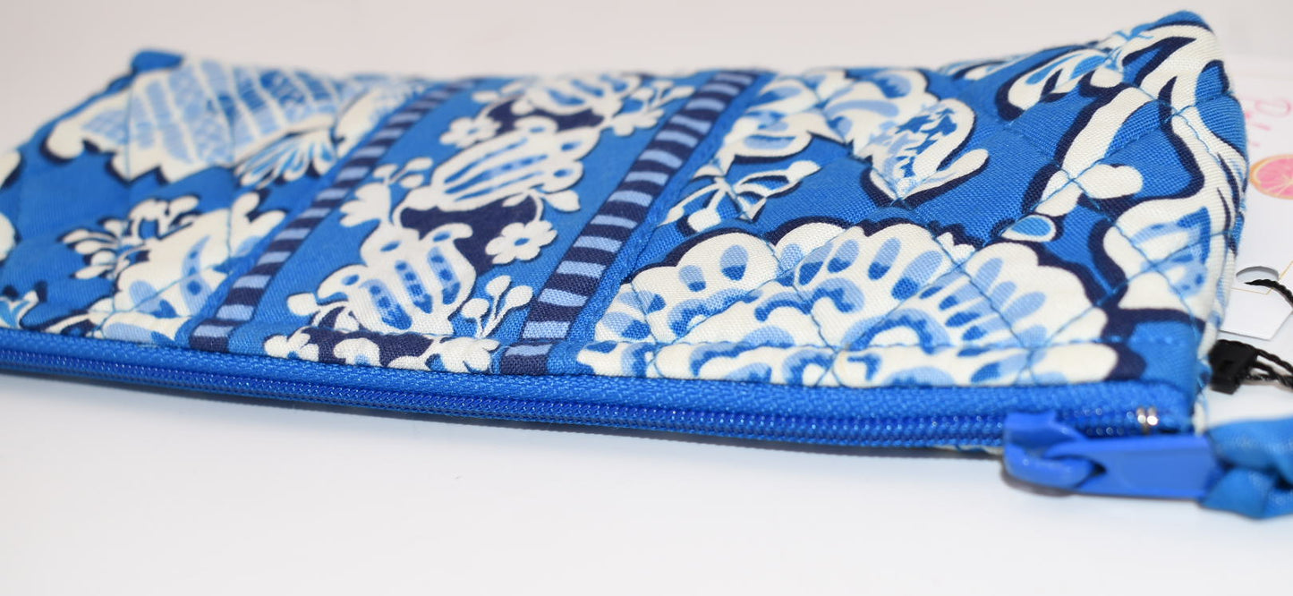 Vera Bradley Brush & Pencil Cosmetic Zip Pouch in "Blue Bayou" Pattern