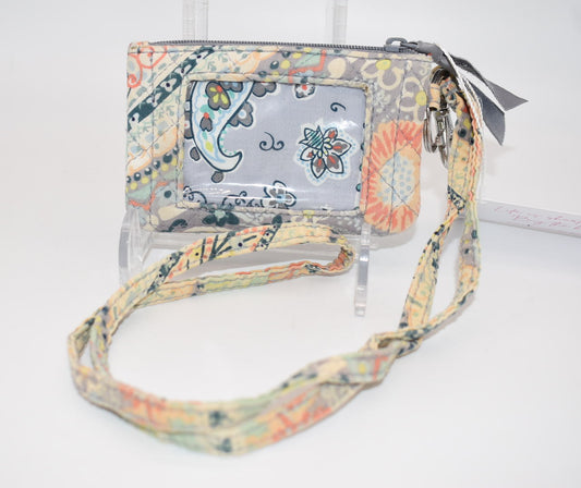 Vera Bradley Zip ID Lanyard in "Citrus Paisley" Pattern