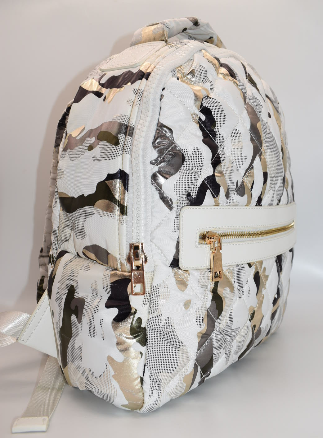 Sol and Selene Nylon Quilted Backpack in White