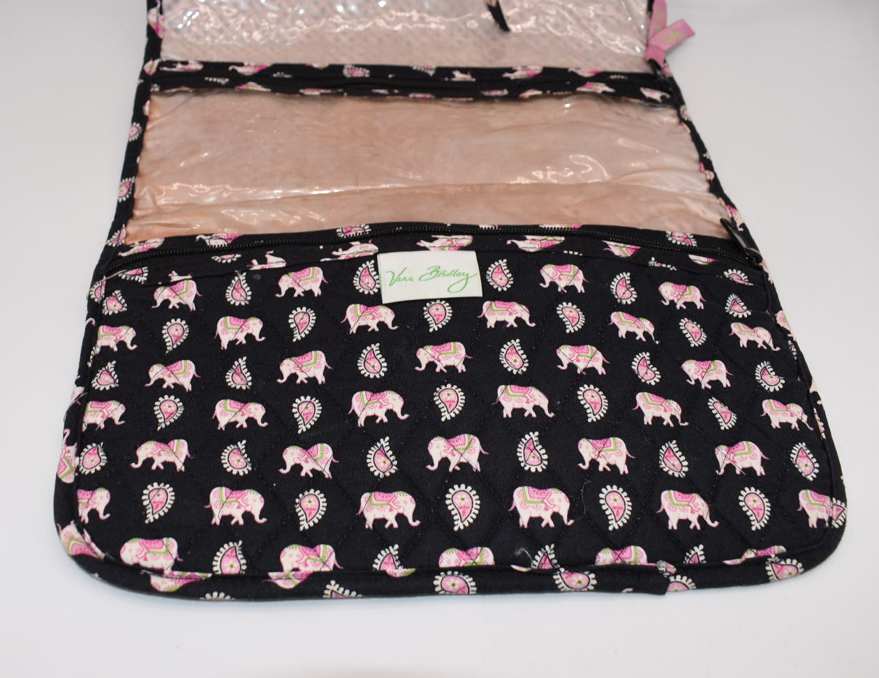 Vera Bradley Travel Cosmetic & Toiletry Organizer in "Pink Elephants" Pattern