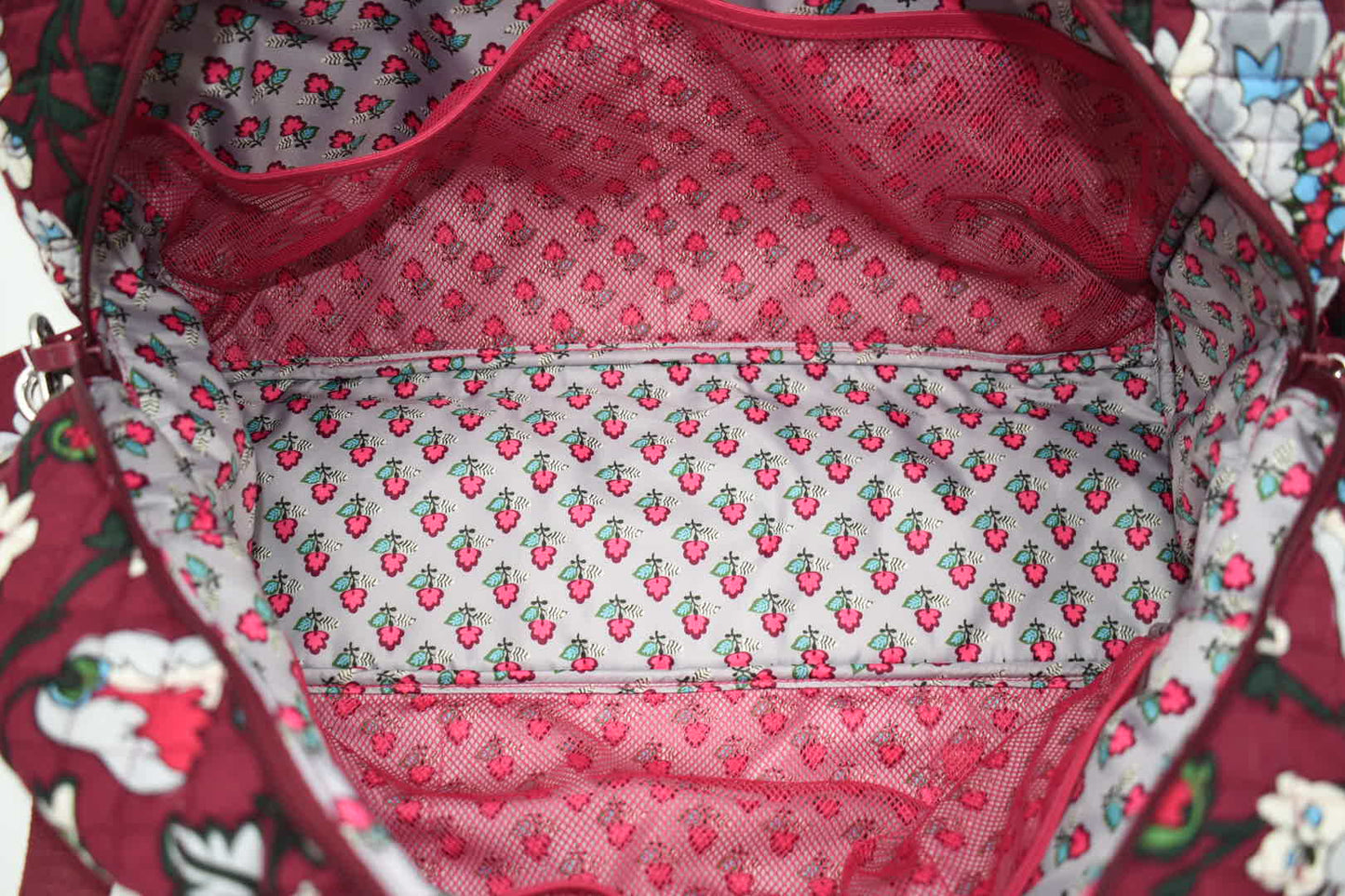 Vera Bradley Iconic Weekender Travel Bag in "Bordeaux Blooms" Pattern