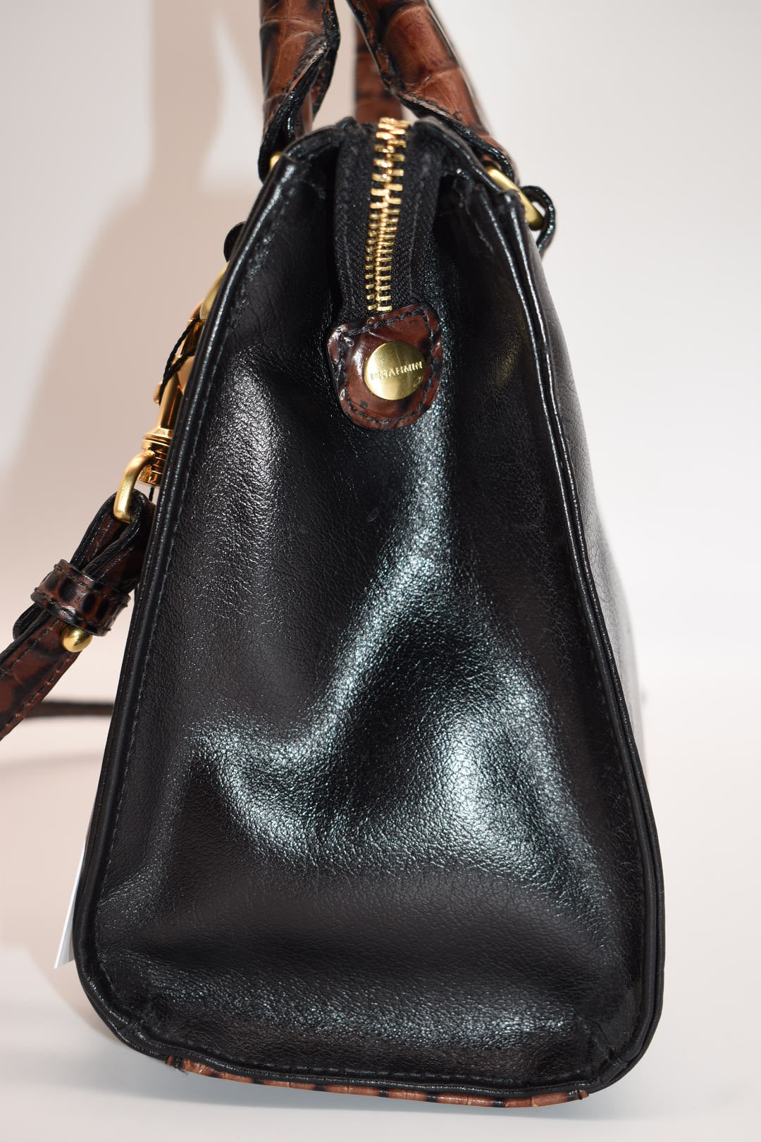 Brahmin Anywhere Convertible Leather Satchel Bag Tuscan Black