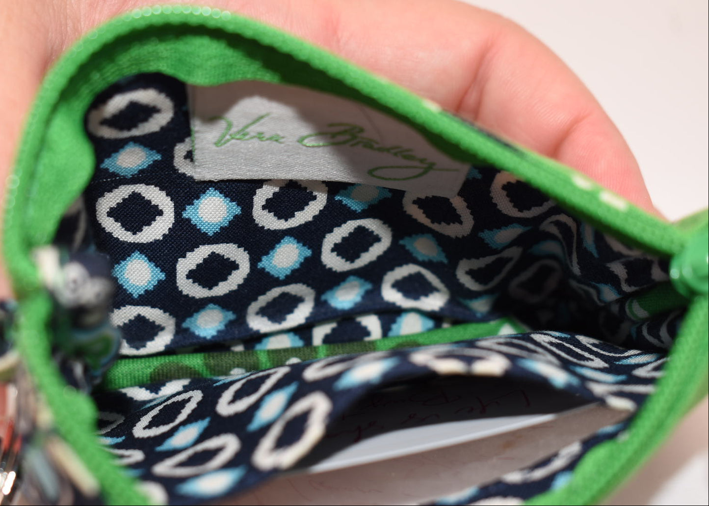 Vera Bradley Zip ID Case in "Cupcakes Green" Pattern