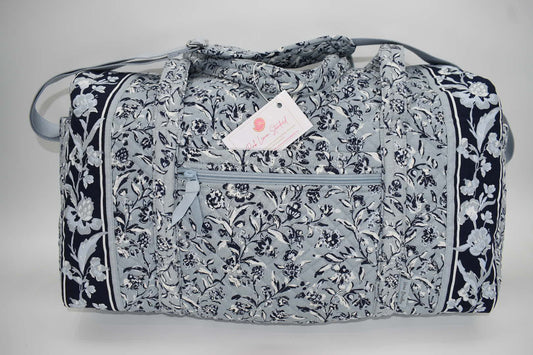 Vera Bradley Large Duffel Bag in "Perennials Gray" Pattern