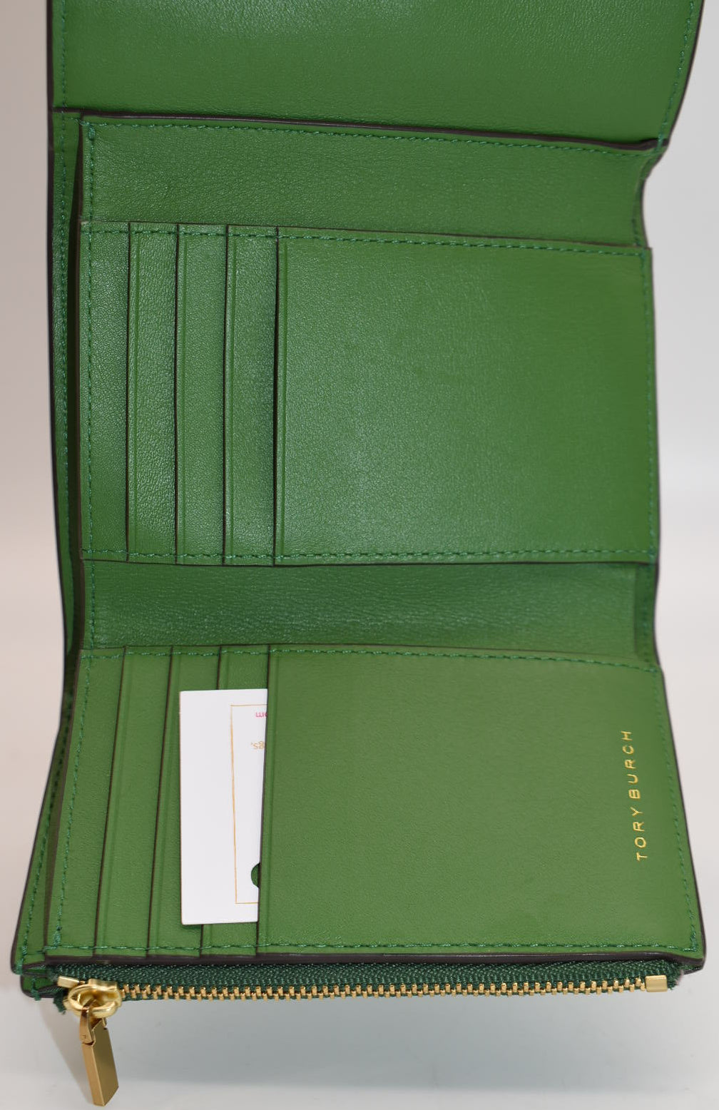 Tory Burch Kira Pebbled Medium Flap Wallet in Poblano Green