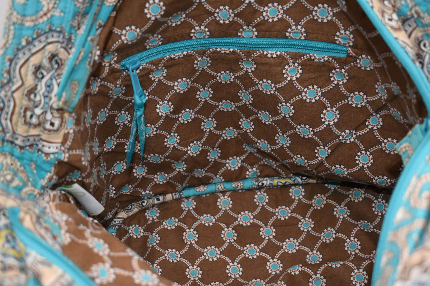 Vera Bradley Large Angled Tote Bag in "Totally Turquoise" Pattern