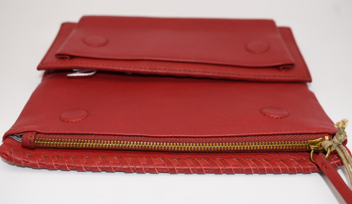 HOBO INTL Leather Wade Wallet in Scarlet Red