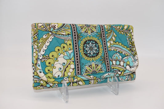 Vera Bradley Trifold Cotton Wallet in "Peacock" Pattern