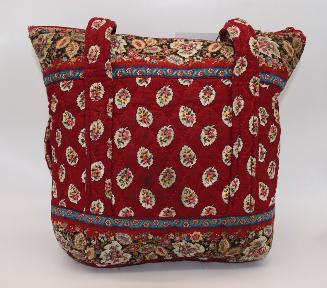 Vera Bradley Small Villager Tote Bag in "Red Leaf" Pattern