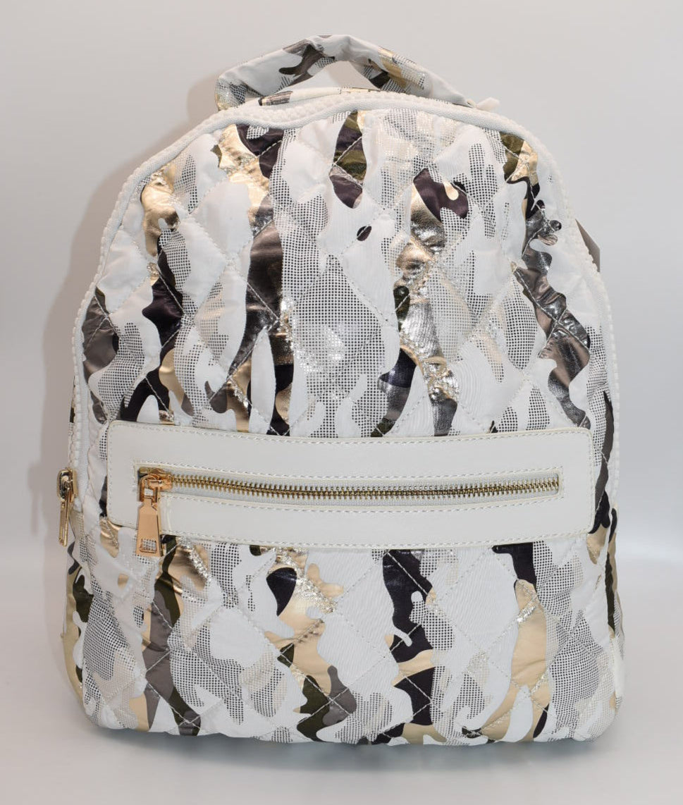 Sol and Selene Nylon Quilted Backpack in White