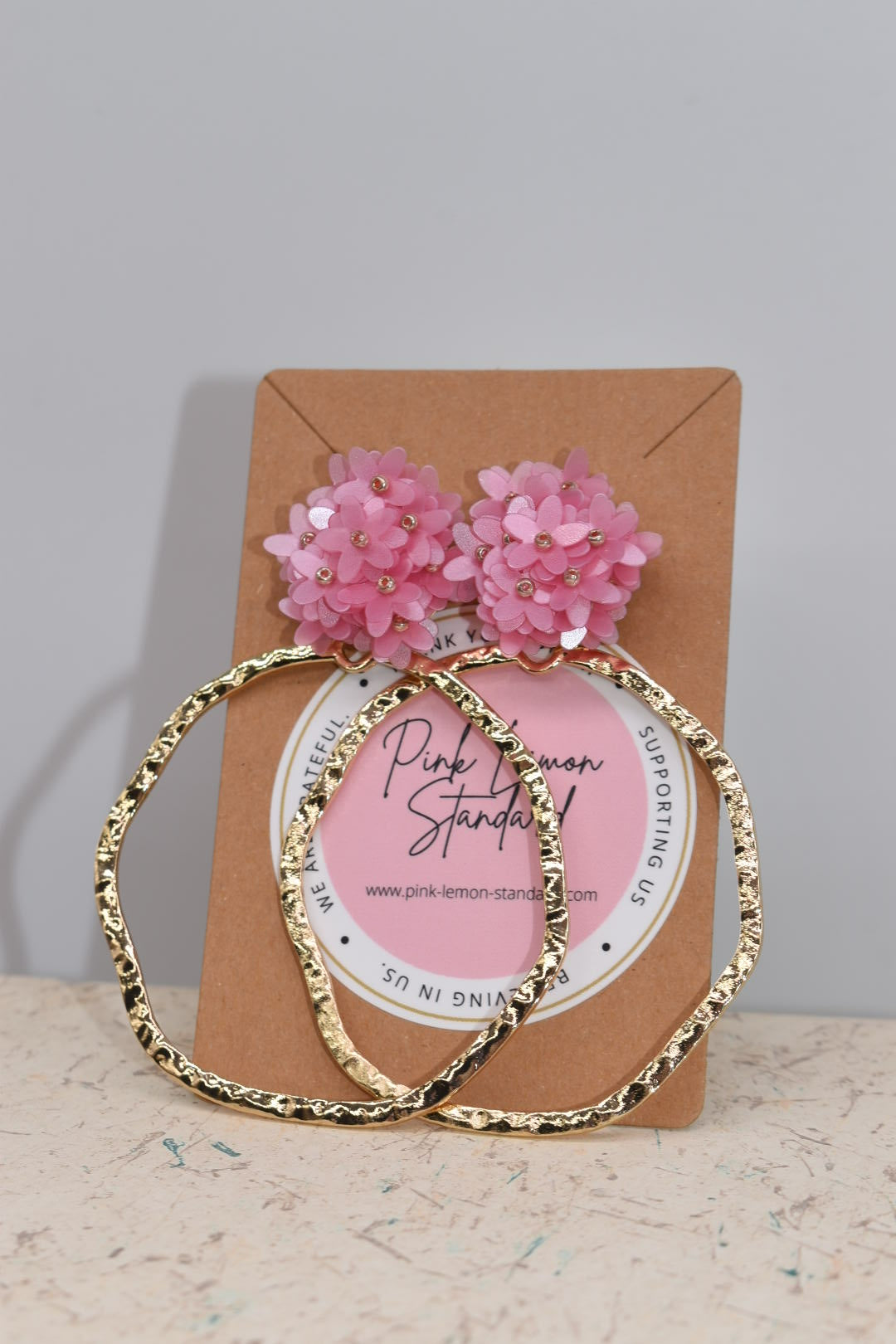 Statement Earrings: Pastel Pink Flower Drop Earrings