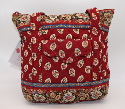 Vera Bradley Small Villager Tote Bag in "Red Leaf" Pattern