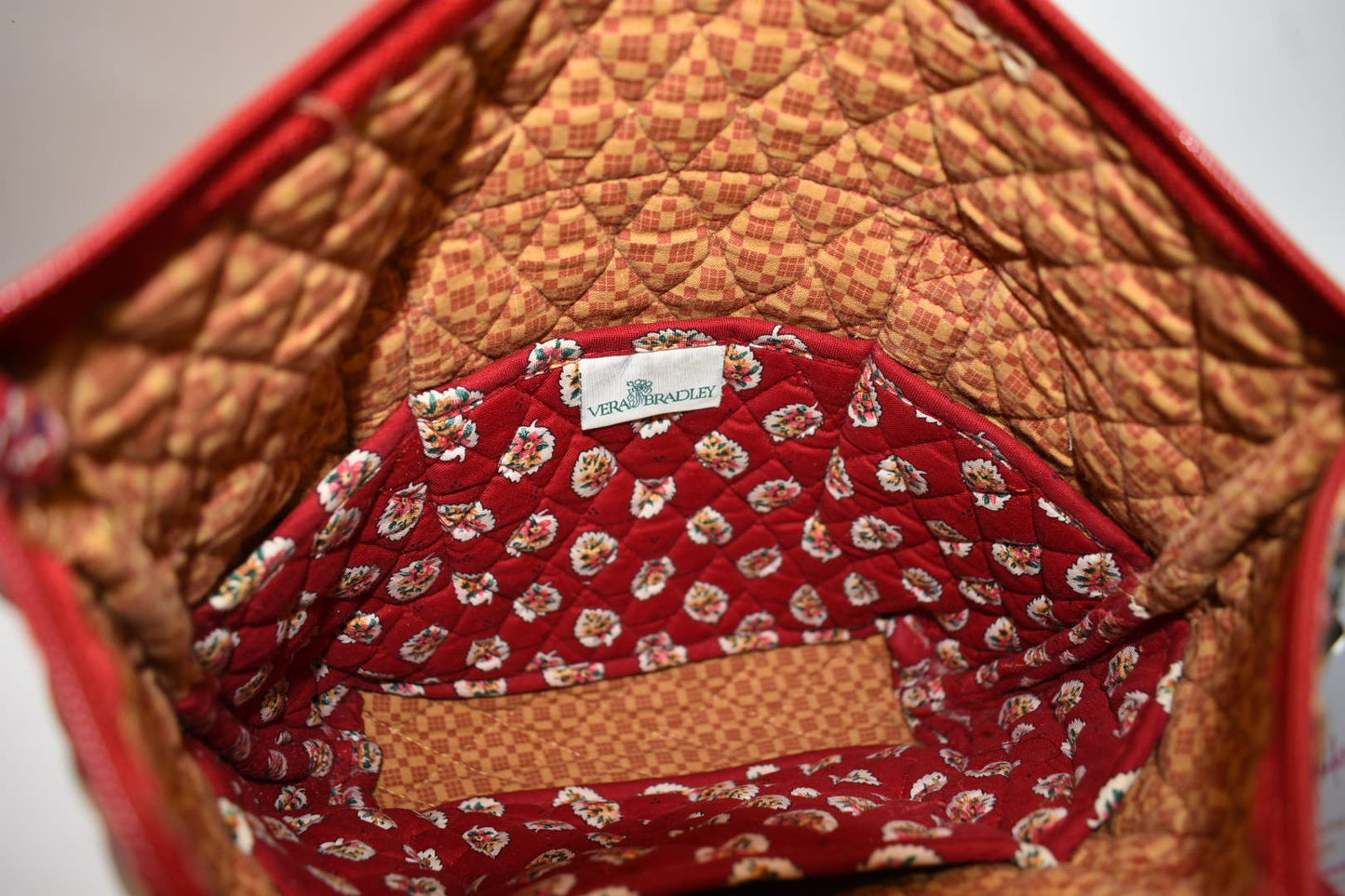 Vera Bradley Small Villager Tote Bag in "Red Leaf" Pattern