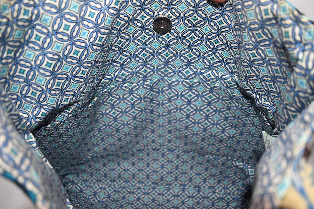 Vera Bradley Large Curvy Tote Bag in "Mod Floral Blue" Pattern