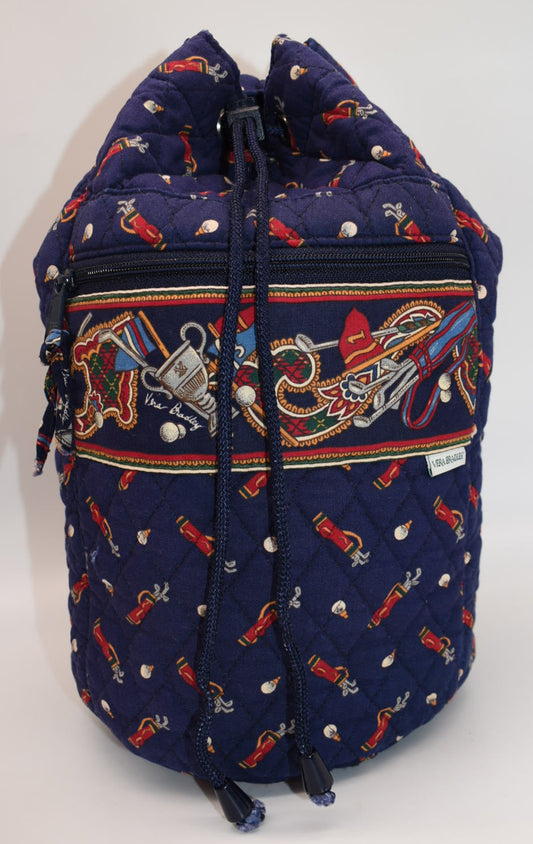 Vintage Vera Bradley Drawstring Sling Bag in "Golf Navy - 1995" Pattern