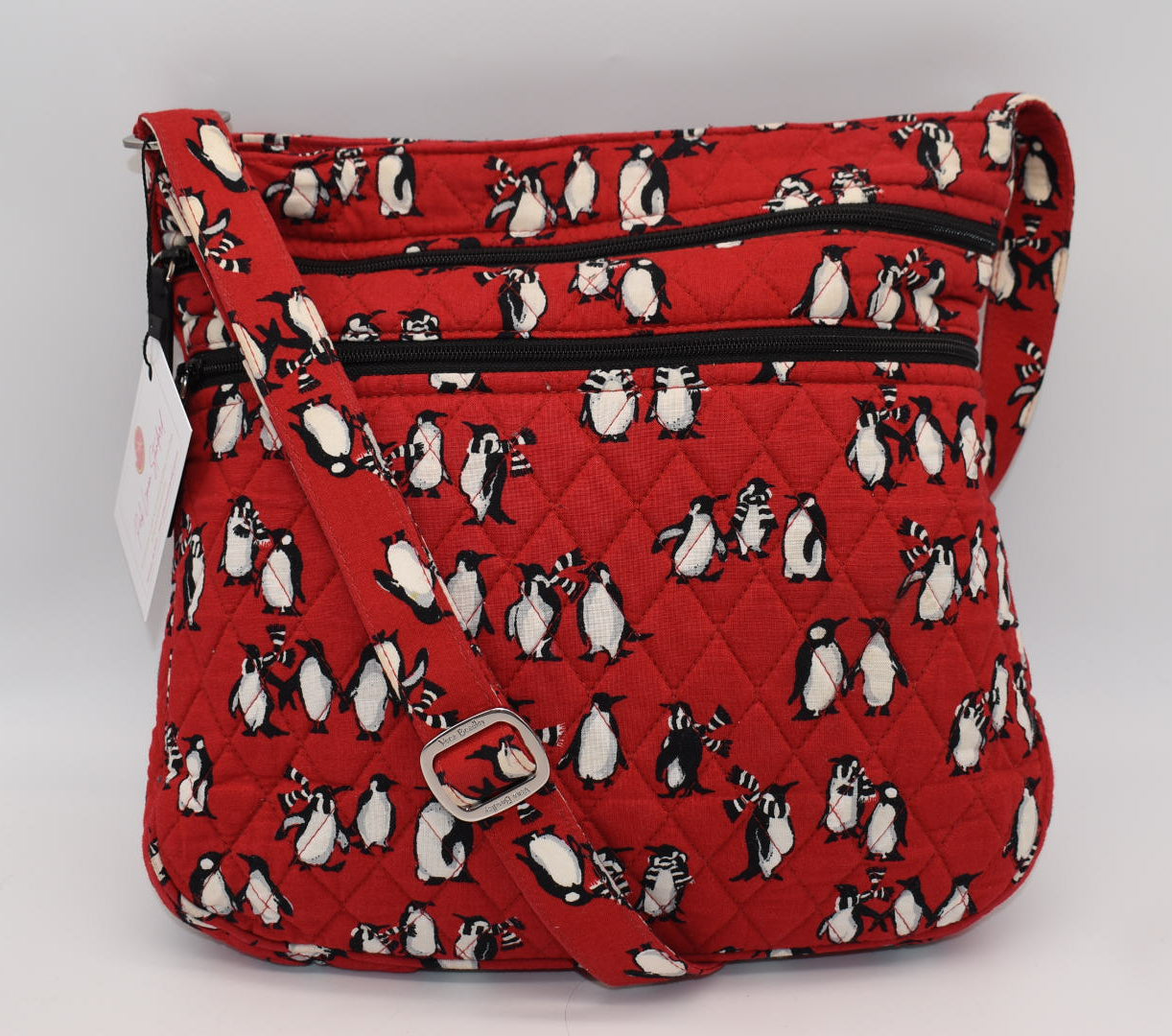Vera Bradley Triple Zip Hipster Crossbody Bag in "Playful Penguins" Pattern