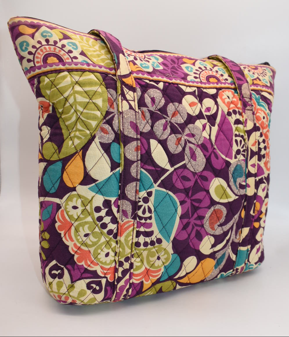 Vera Bradley Villager Tote Bag in "Plum Crazy" Pattern