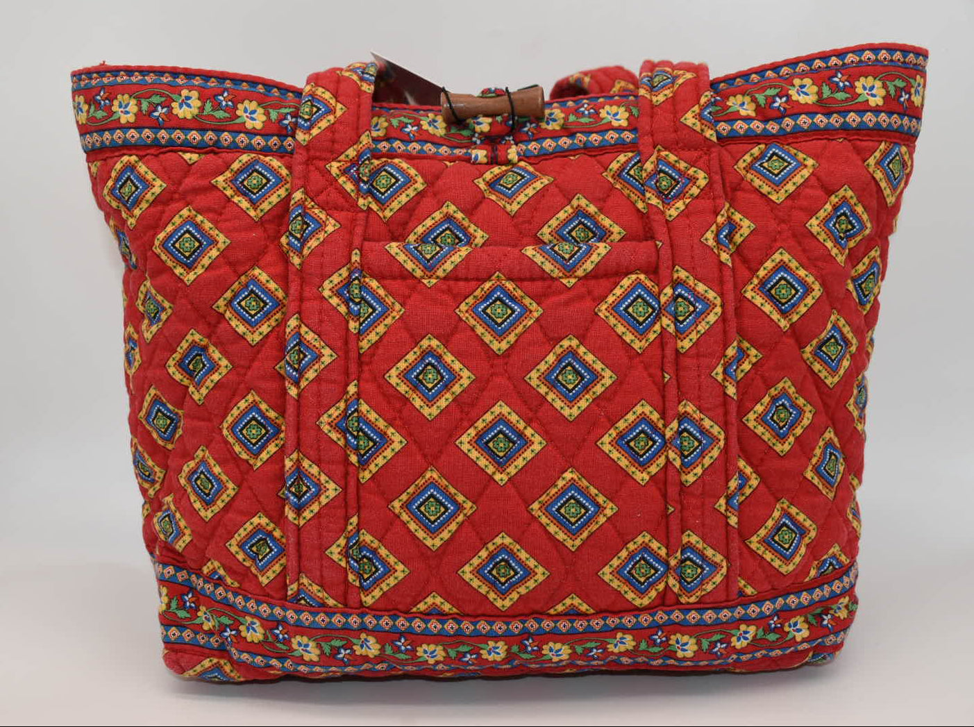 Vera Bradley East West Toggle Tote Bag in "Villa Red" Pattern