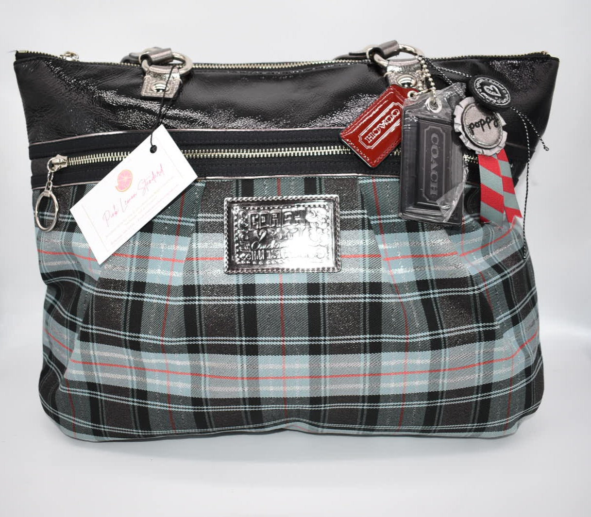 Coach Poppy Large Tartan Plaid Glam Tote Bag - Limited Edition