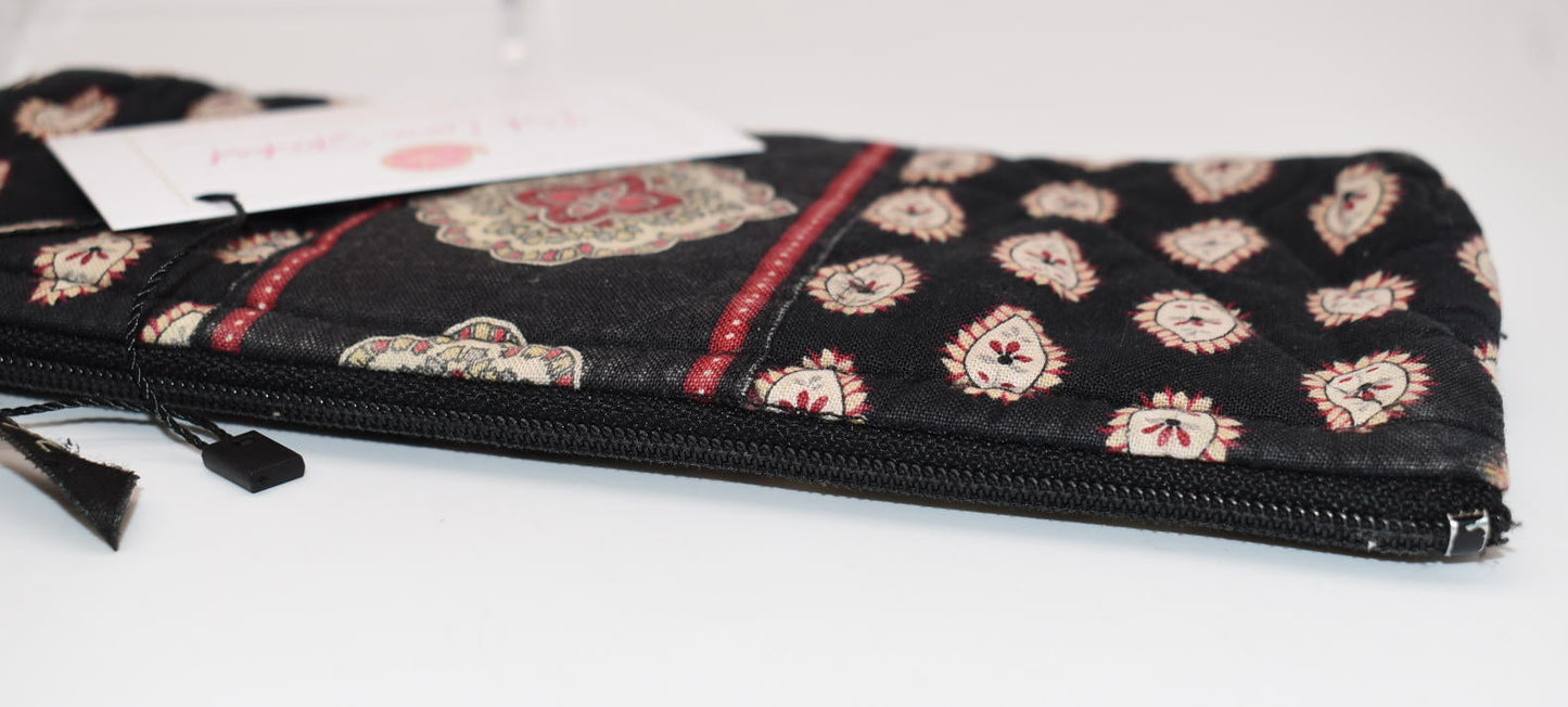 Vera Bradley Brush & Pencil Cosmetic Zip Pouch in "Classic Black" Pattern