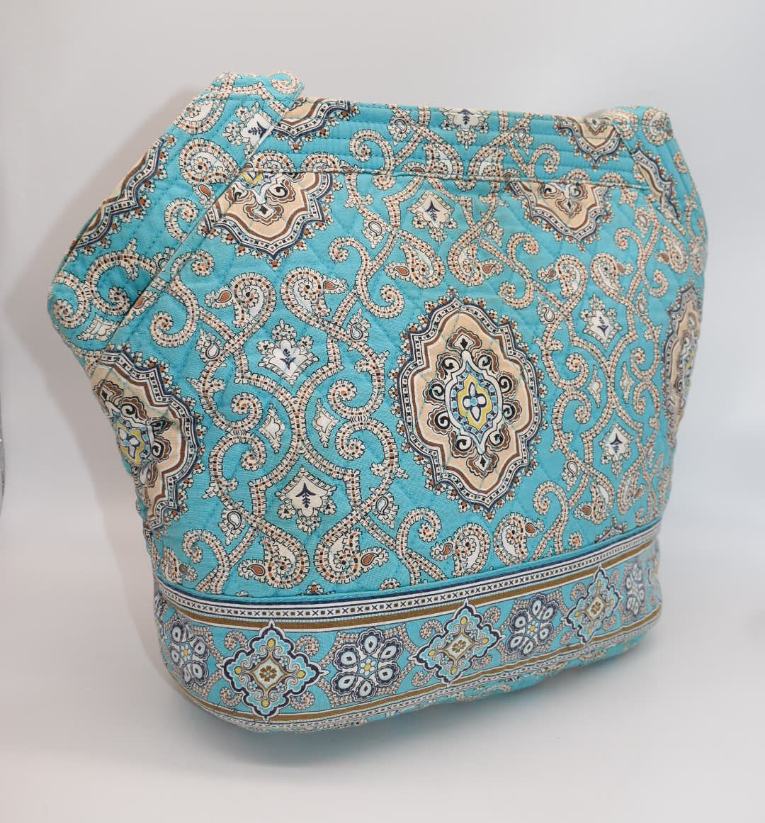 Vera Bradley Large Angled Tote Bag in "Totally Turquoise" Pattern
