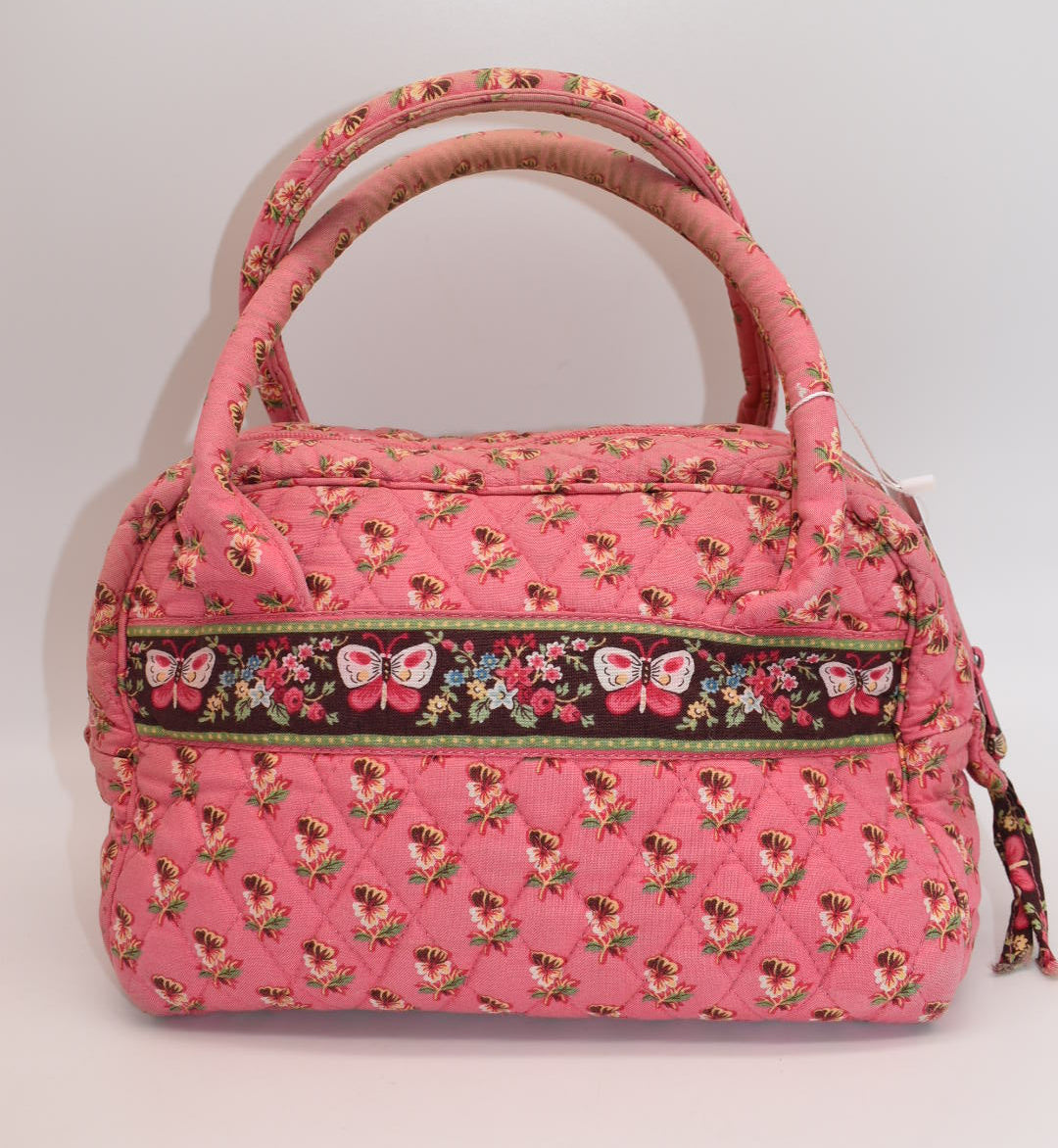 Vera Bradley Small Bowler Satchel Bag in "Pink Pansy" Pattern