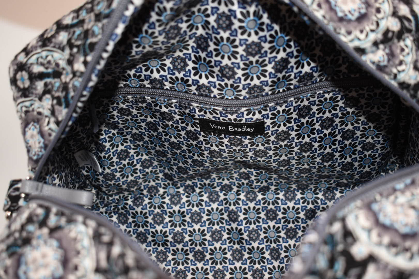 Vera Bradley Iconic 100 Handbag in "Charcoal Medallion" Pattern