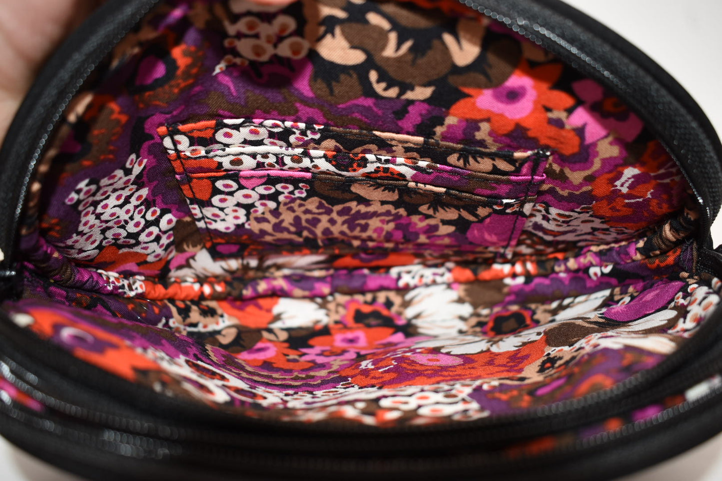 Vera Bradley Oval Crossbody Bag in Classic Black & Zebra Flock