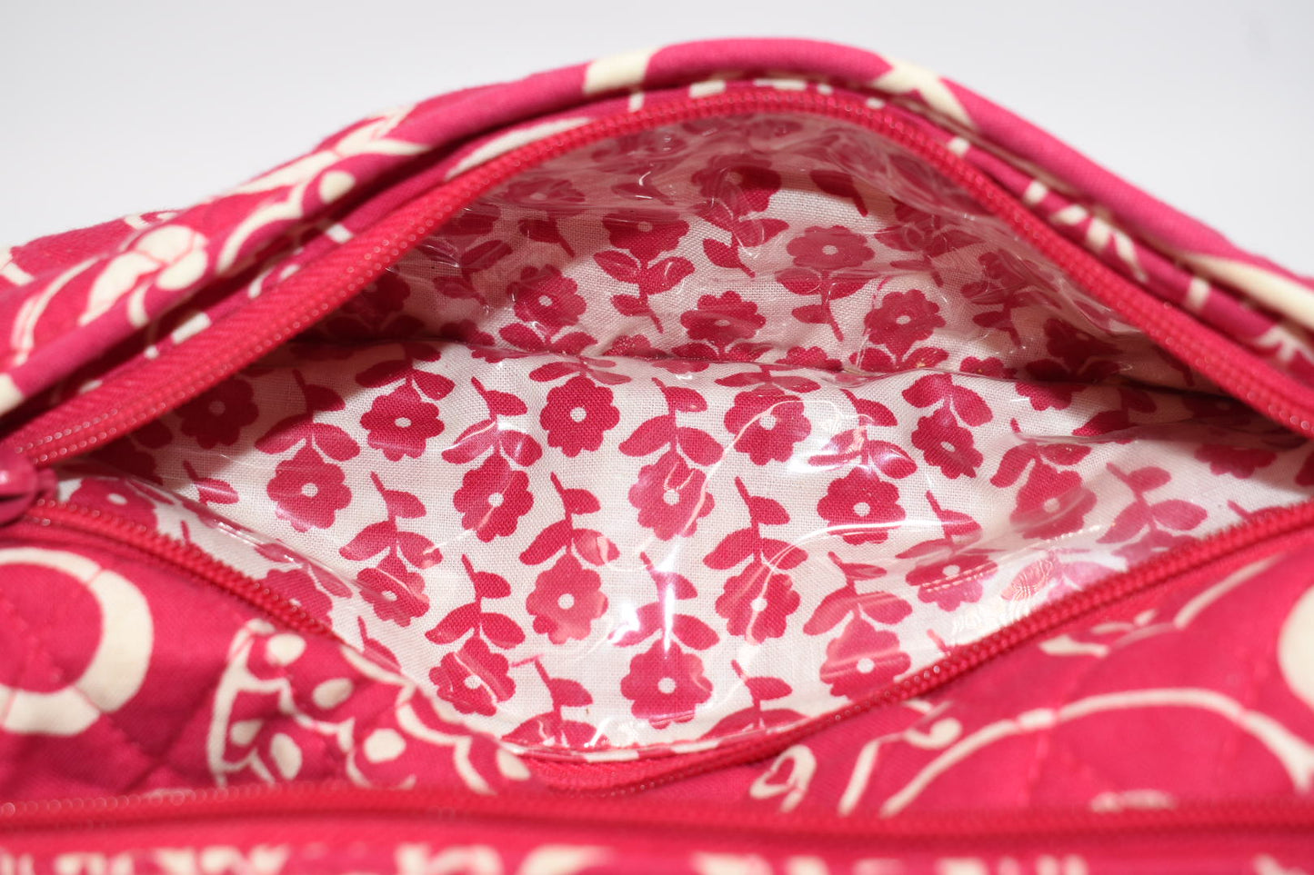 Vera Bradley Cosmetic Travel Zip Bag in "Twirly Bird Pink" Pattern