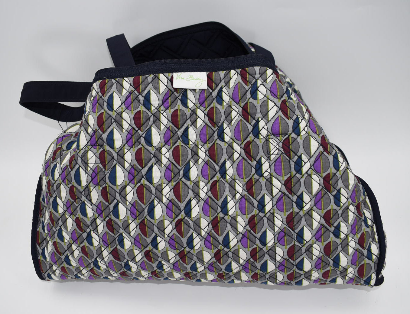 Vera Bradley Medium Quilted Microfiber Duffel Bag in Navy Blue