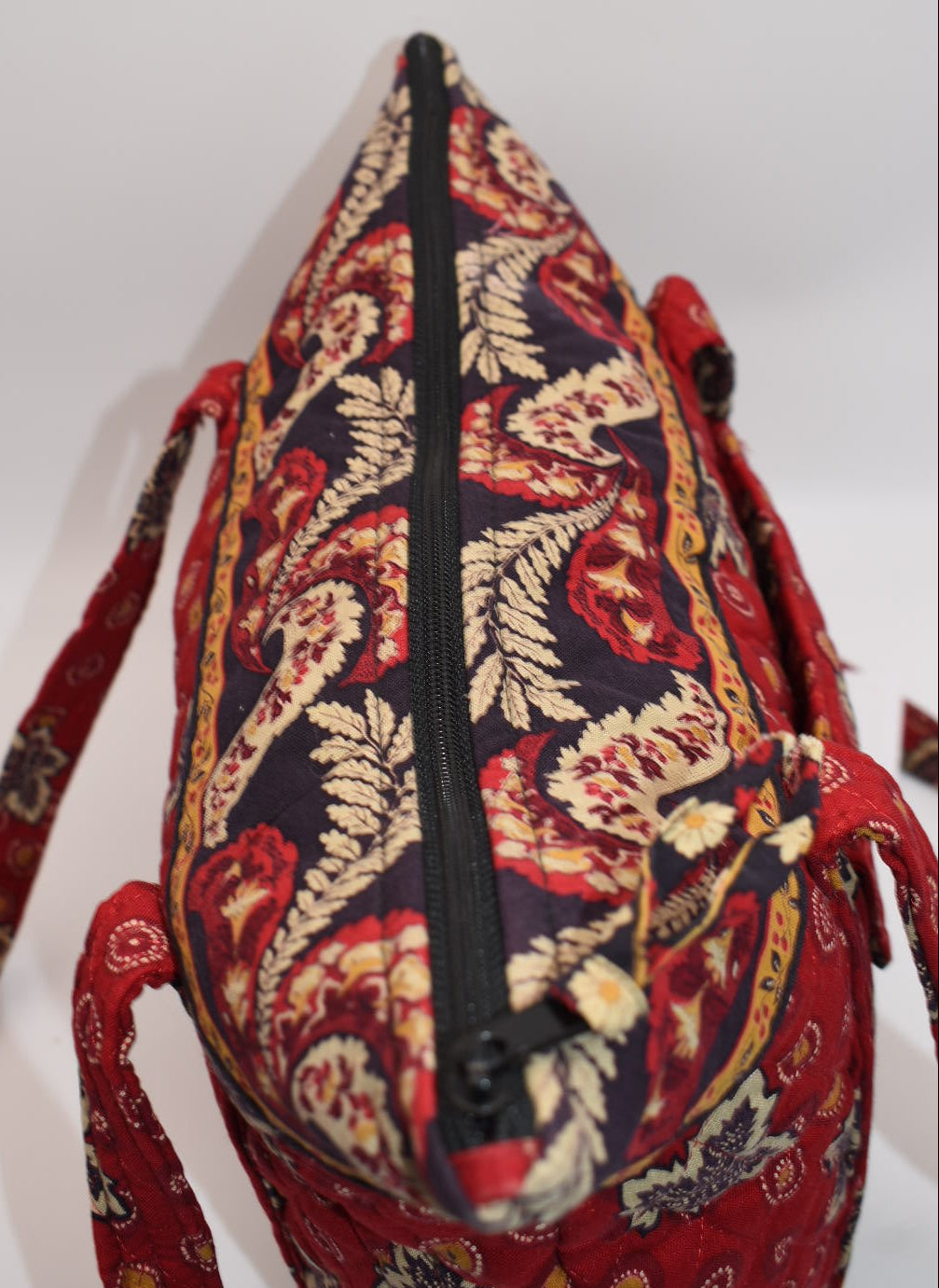 Vintage Vera Bradley Villager Tote Bag in "Red Coin -1999" Pattern