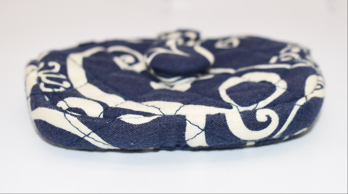 Vera Bradley Button Coin Purse in "Twirly Bird - Navy" Pattern