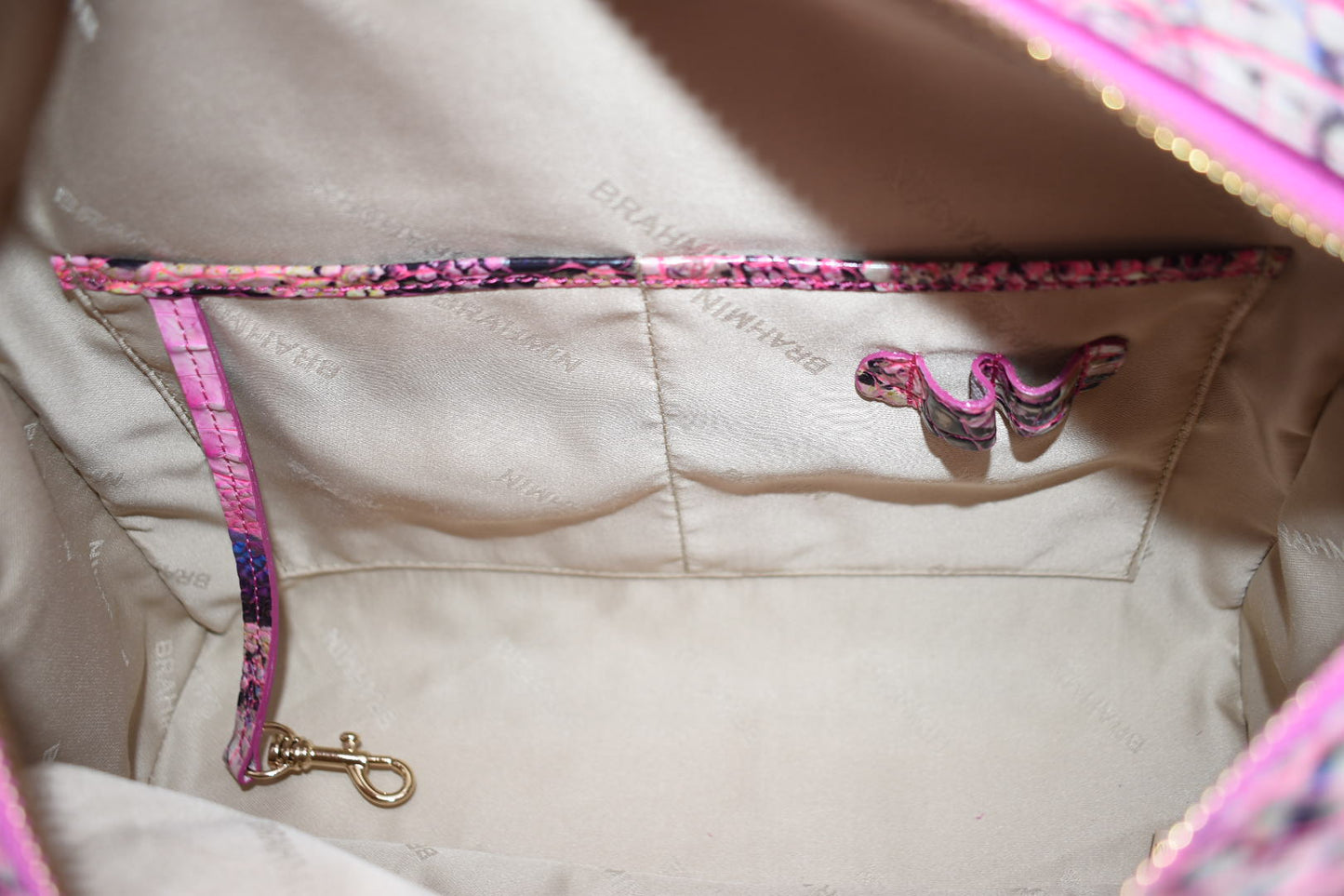 Brahmin Marissa Satchel Bag in Pink Cobra Ombre