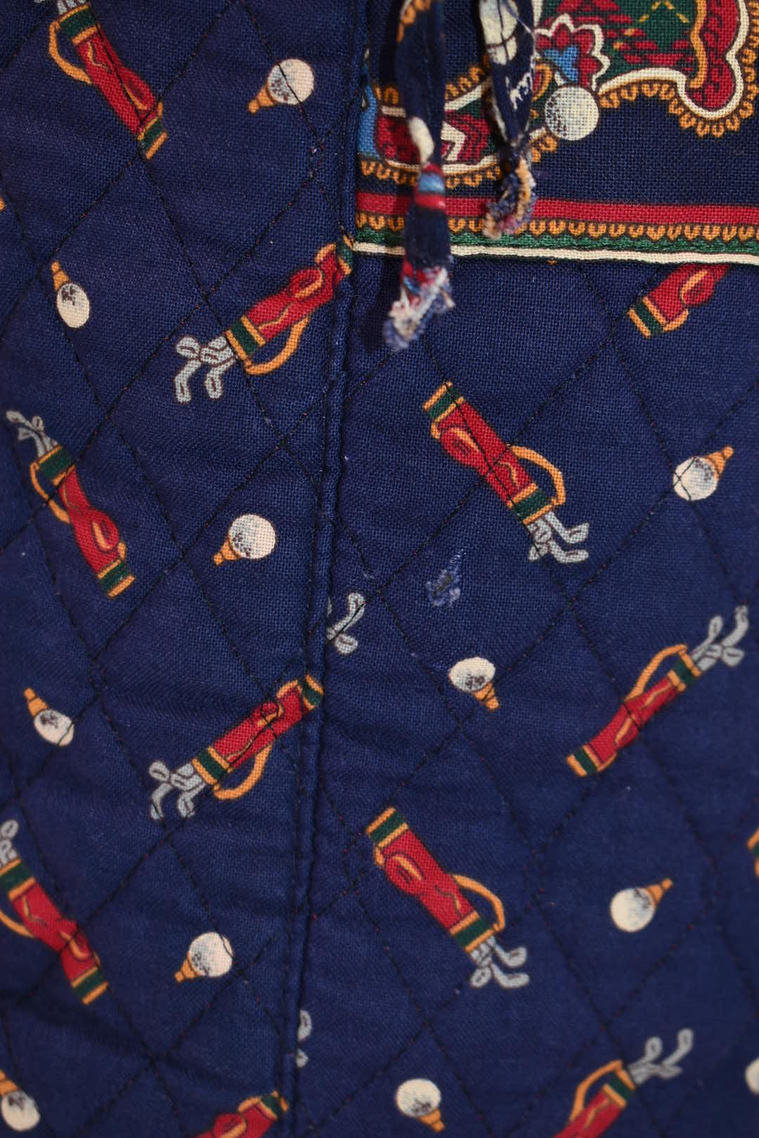 Vintage Vera Bradley Drawstring Sling Bag in "Golf Navy - 1995" Pattern