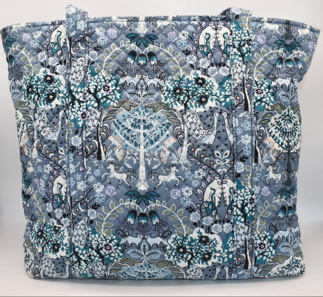 Vera Bradley Large Vera Tote Bag in "Enchantment Blue" Pattern