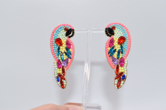 Statement Earrings: Glamorous Parrot Drop Earrings