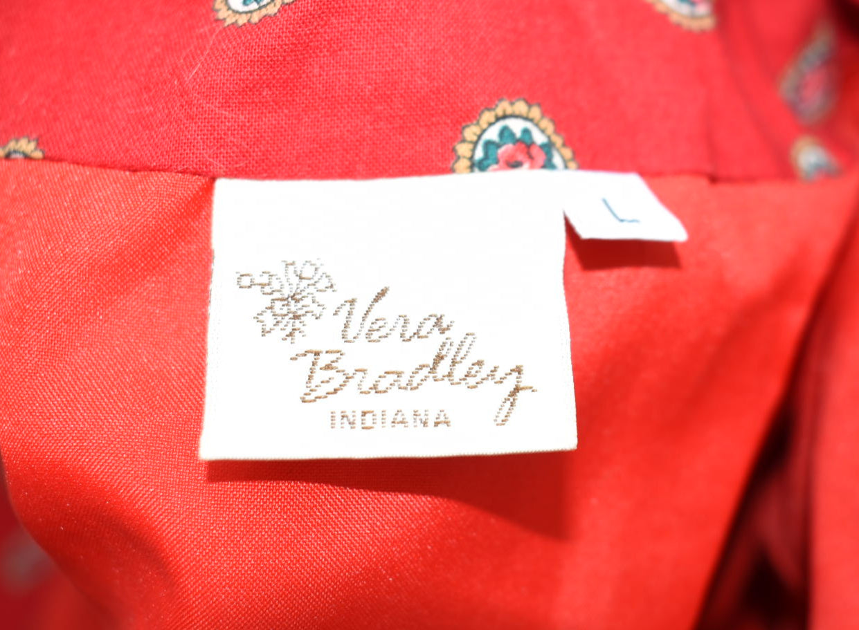 Vintage Vera Bradley Large Quilted Jacket in "Apple Red -1991" Pattern