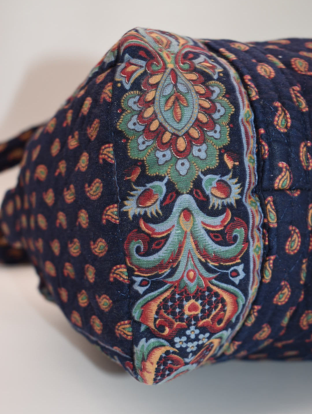 Vintage Vera Bradley Barrel Shoulder Bag in "Regency Blue 1987" Pattern