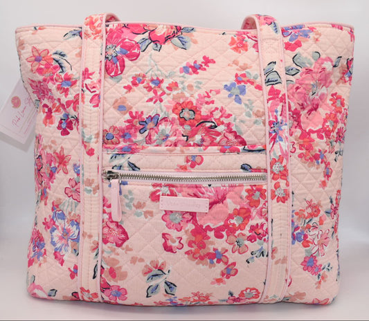 Vera Bradley Large Vera Tote Bag in "Pretty Posies Pink" Pattern