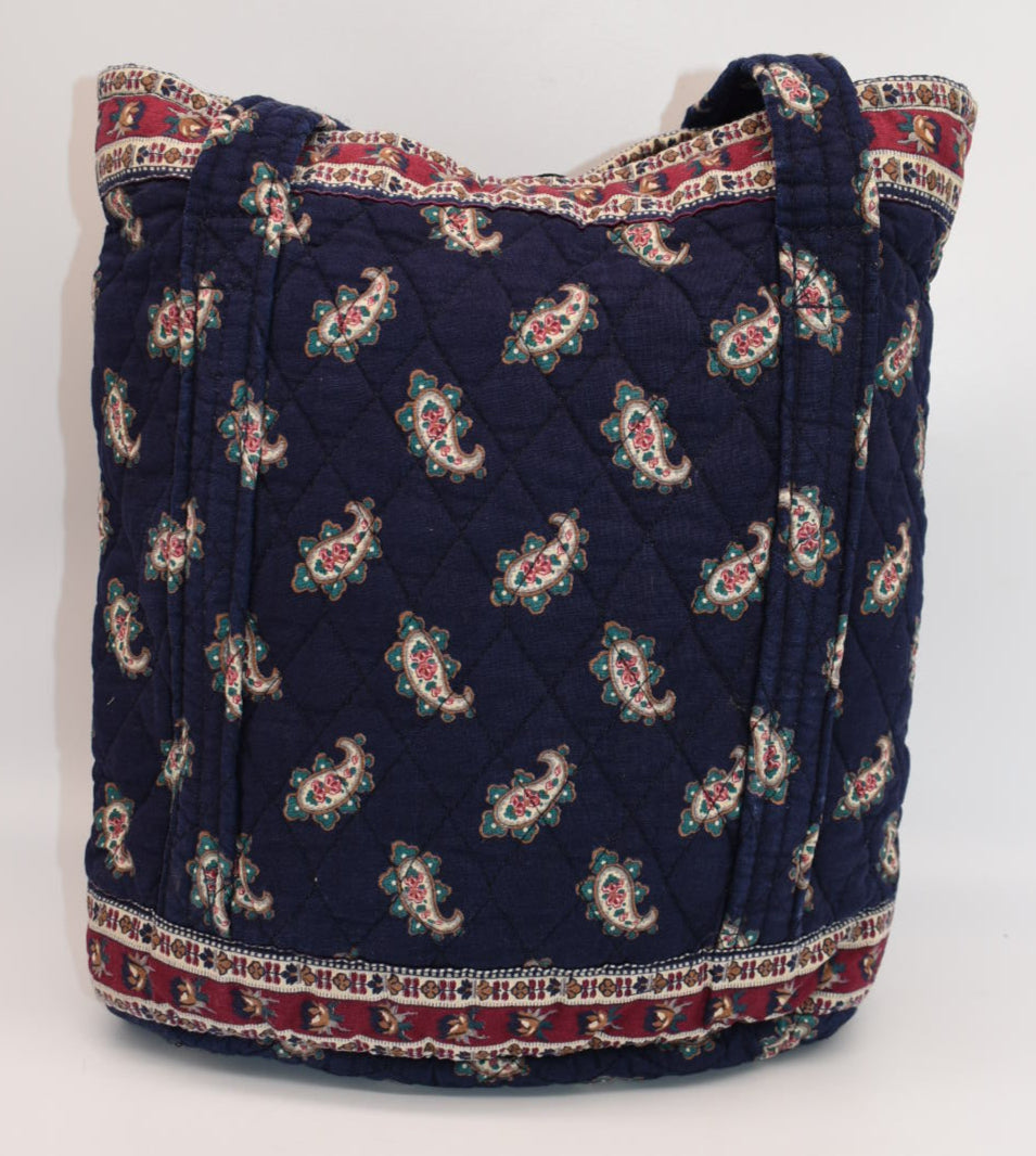 Vintage Vera Bradley Small Tote Bag in "Navy-1991" Pattern