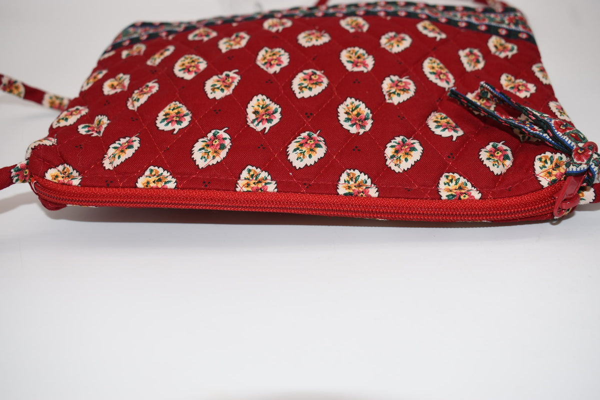 Vintage Vera Bradley Petite Crossbody/ Shoulder Bag in "Red Leaf" Pattern