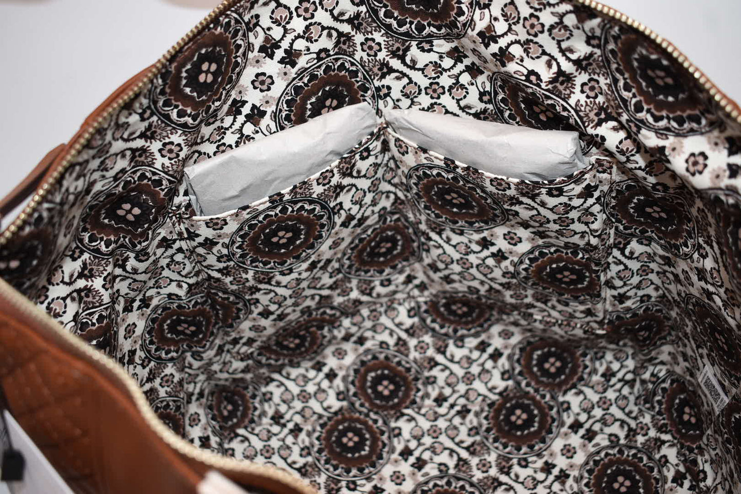 Vera Bradley Carryall Small Leather Tote Bag in Classic Mocha