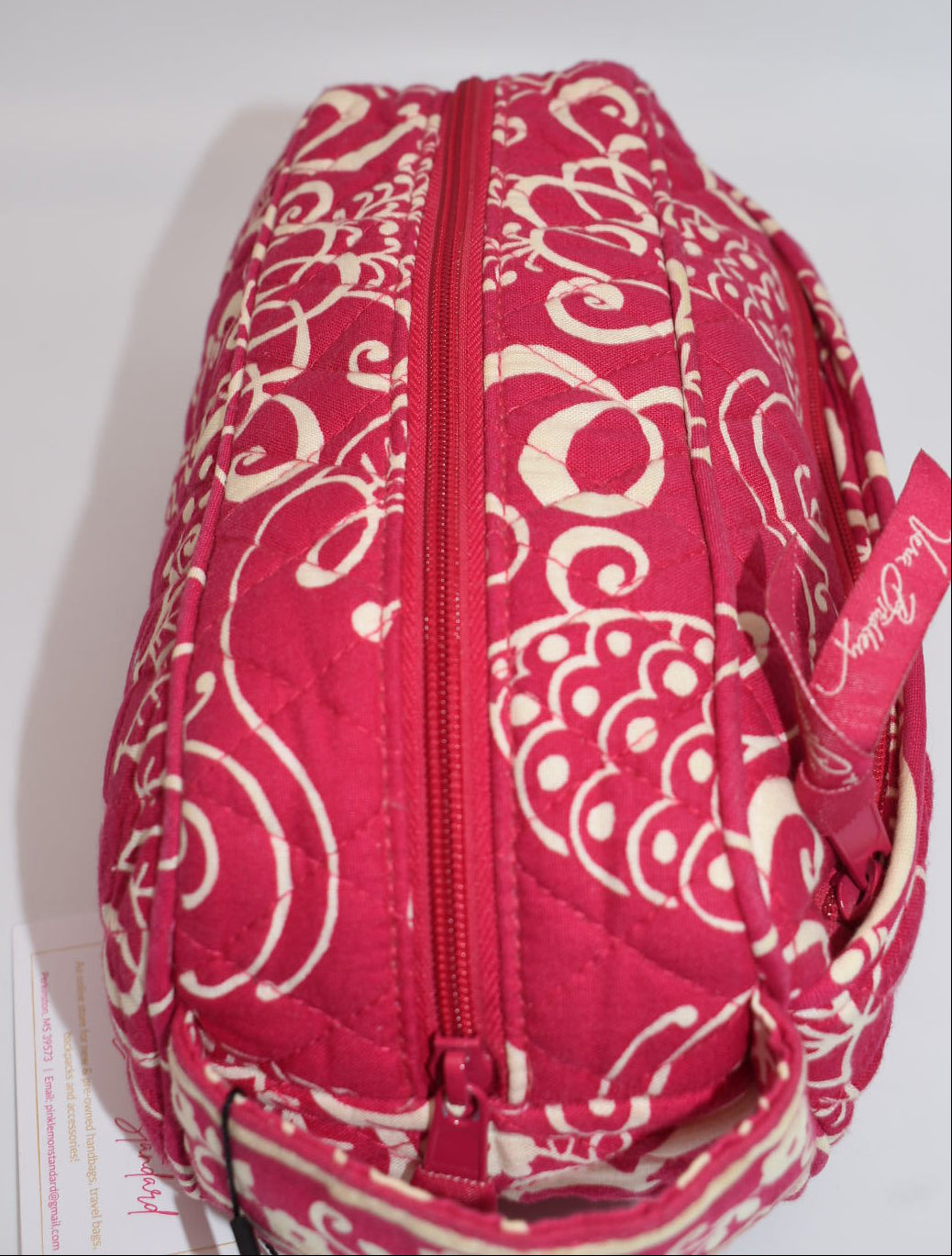 Vera Bradley Cosmetic Travel Zip Bag in "Twirly Bird Pink" Pattern