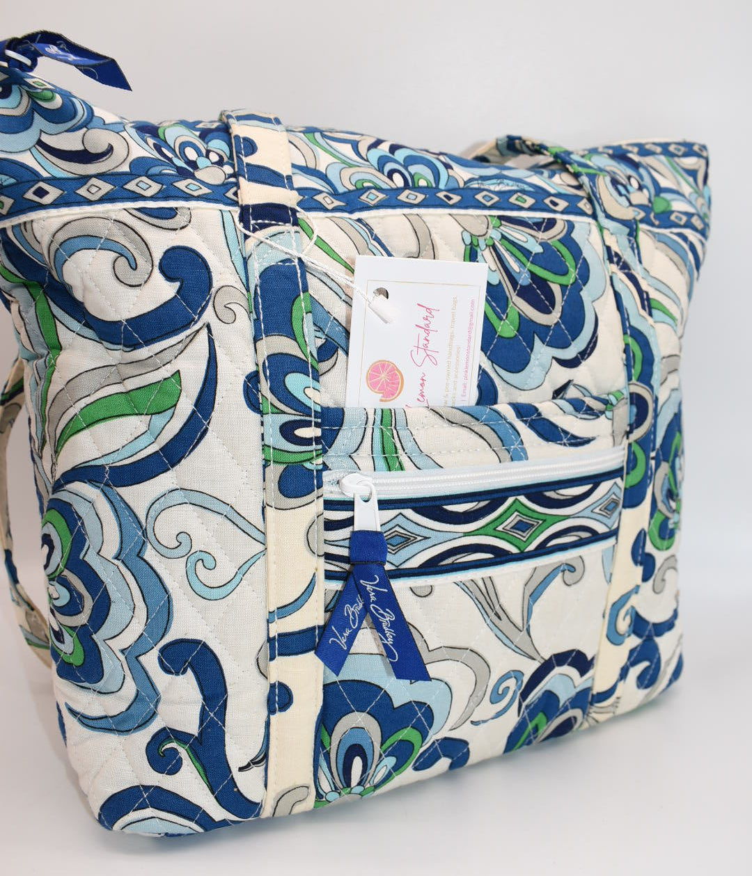 Vera Bradley Villager Tote Bag in "Mediterranean White" Pattern