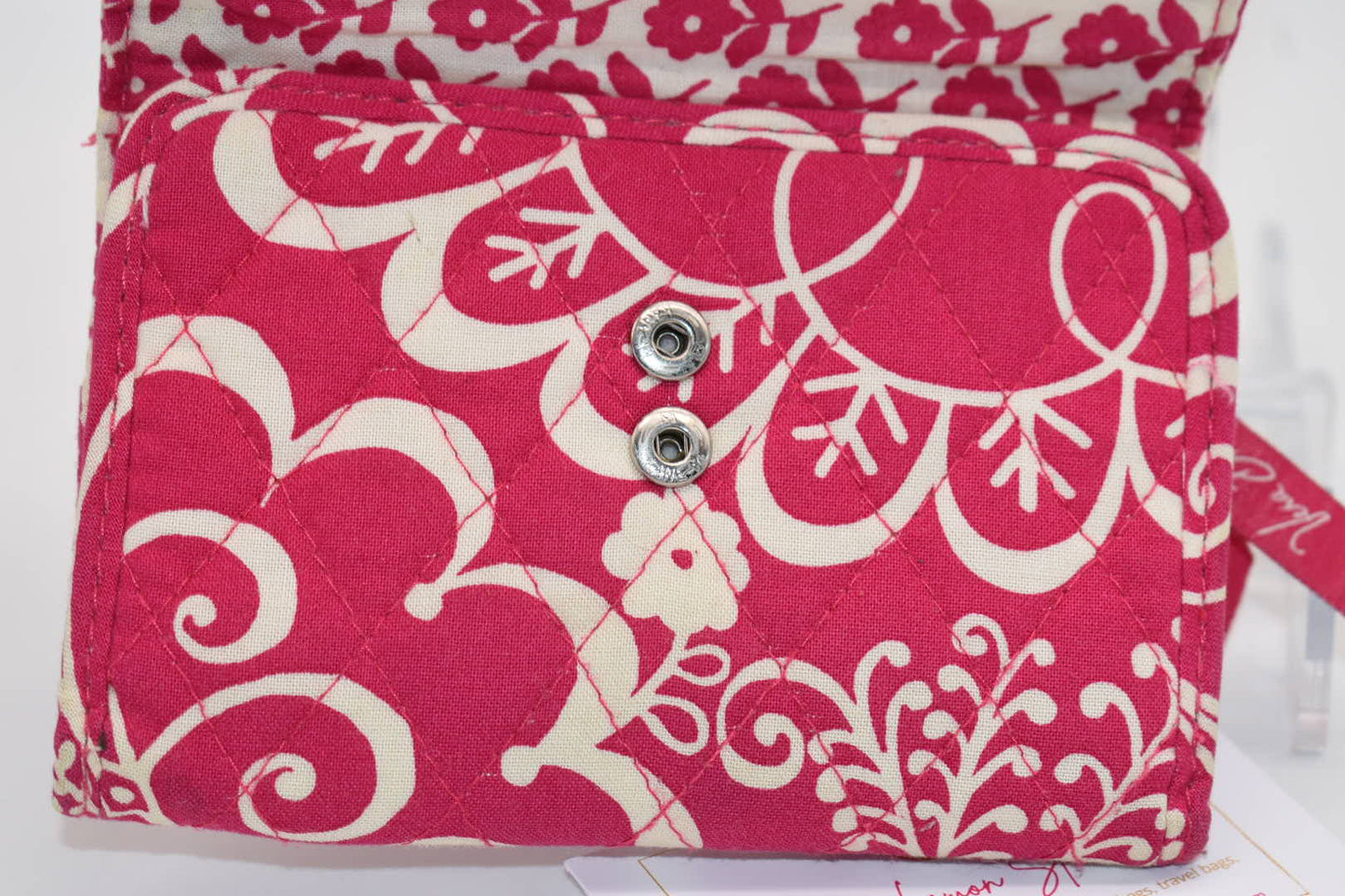 Vera Bradley Trifold Euro Wallet in "Twirly Birds Pink" Pattern
