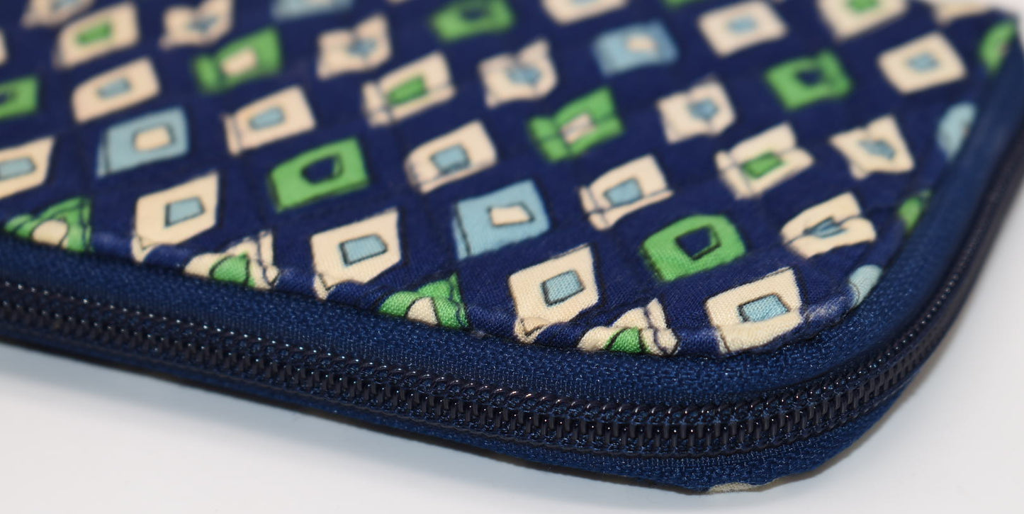 Vera Bradley Zip Around Wallet in "Mediterranean Blue" Pattern