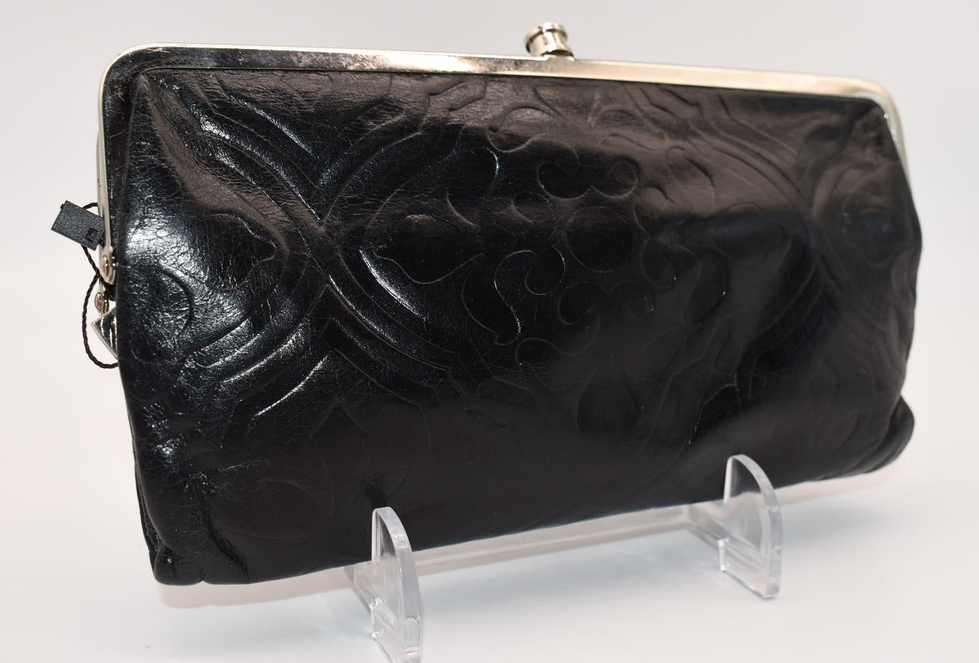 HOBO Lauren Clutch Wallet in Black Embossed Leather