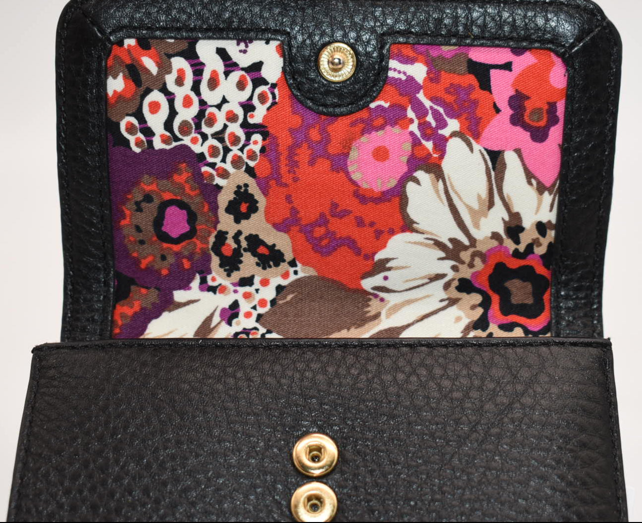 Vera Bradley Compact Riley Wallet in Quilted Black Leather